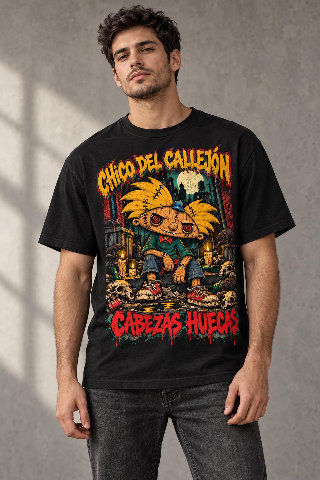 Modelo con playera gráfica de Flow MX